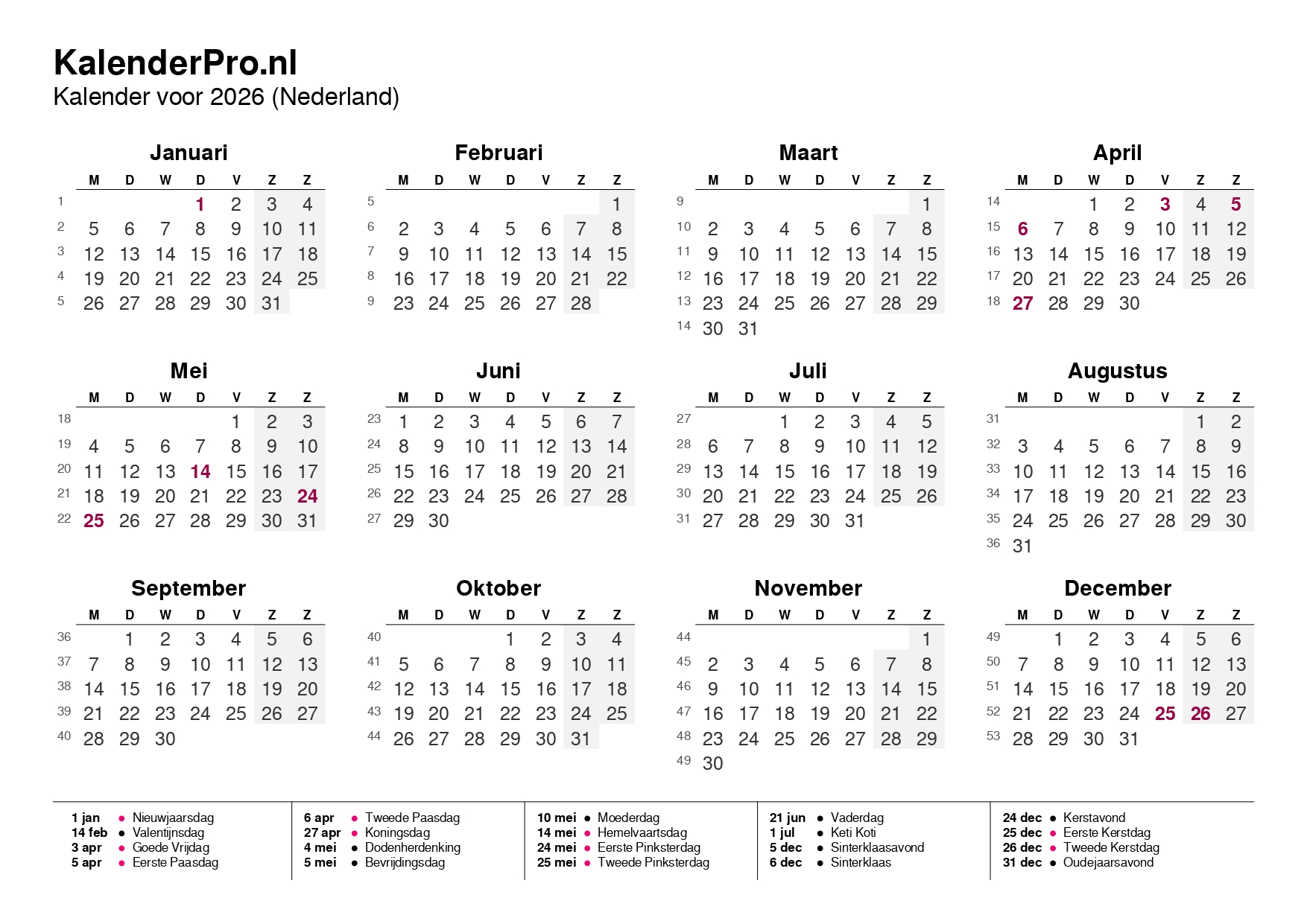 Kalender 2026 Kalender 2026