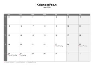 kalender-nederland-april-2038