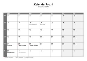 kalender-nederland-december-2040
