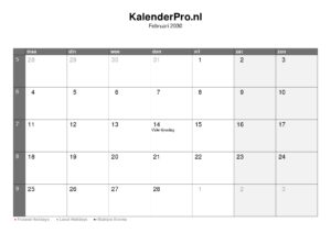kalender-nederland-februari-2030