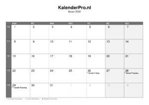 kalender-nederland-maart-2032