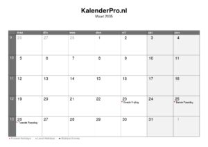 kalender-nederland-maart-2035